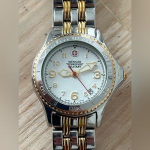 Wenger Ladies Watch Two-Tone Bracelet Case White Dial Date Window New Crystal
